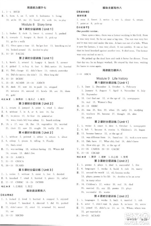 天津人民出版社2023全品学练考七年级下册英语外研版浙江专版参考答案