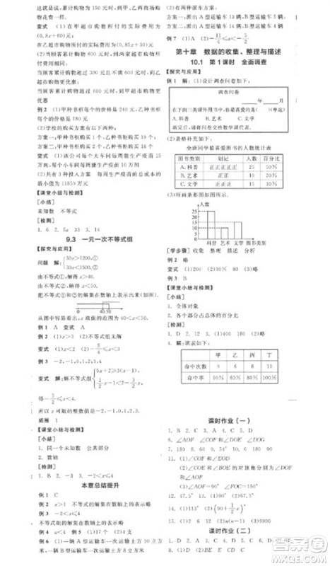 阳光出版社2023全品学练考七年级下册数学人教版参考答案