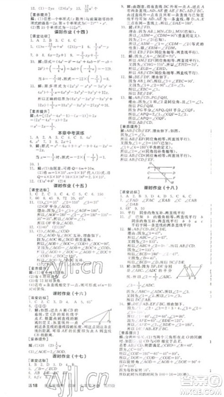 阳光出版社2023全品学练考七年级下册数学北师大版参考答案