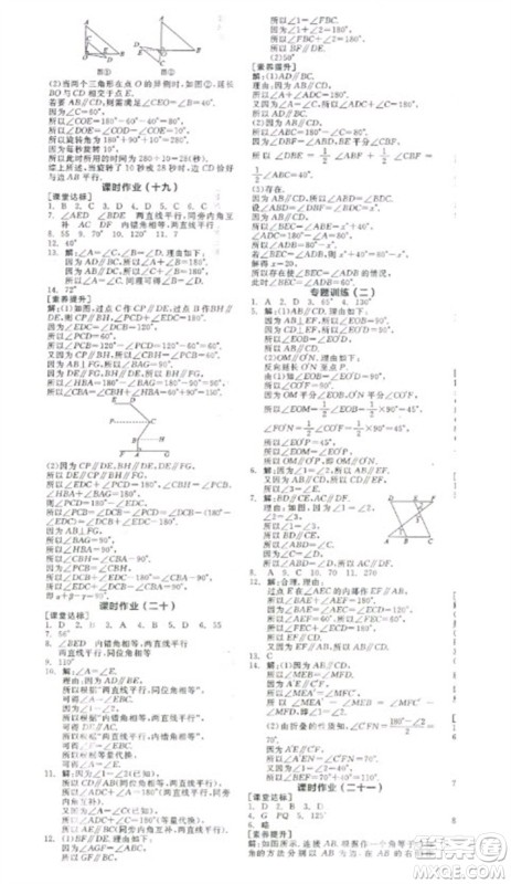 阳光出版社2023全品学练考七年级下册数学北师大版参考答案