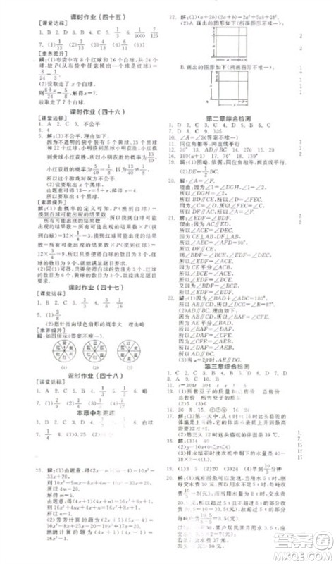 阳光出版社2023全品学练考七年级下册数学北师大版参考答案