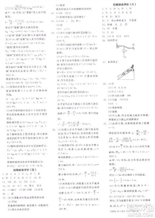 阳光出版社2023全品学练考八年级下册物理人教版参考答案