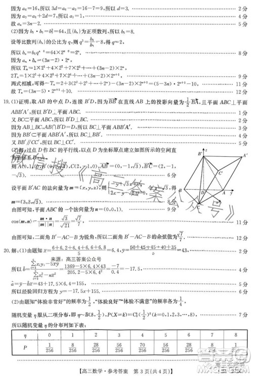 2023广东金太阳2月联考23272C高三数学试卷答案