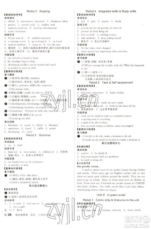 北京时代华文书局2023全品学练考八年级下册英语译林牛津版徐州专版参考答案