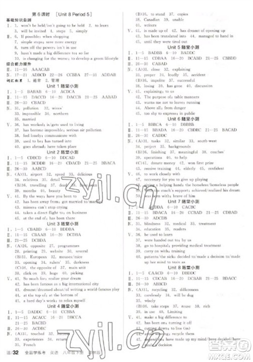 北京时代华文书局2023全品学练考八年级下册英语译林牛津版徐州专版参考答案