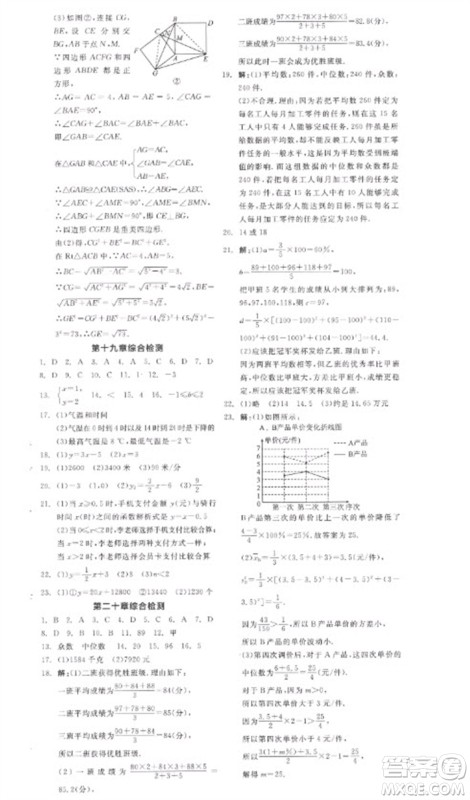 阳光出版社2023全品学练考八年级下册数学人教版参考答案 阳光出版社2023全品学练考八年级下册数学人教版参考答案