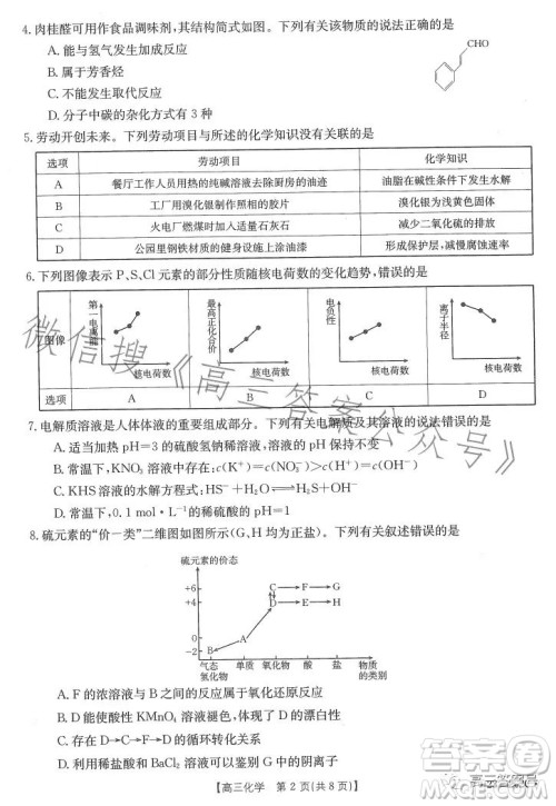 2023广东金太阳2月联考23272C高三化学试卷答案 2023广东金太阳2月联考23272C高三化学试卷答案
