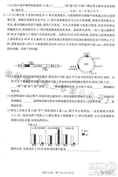 2023广东金太阳2月联考23272C高三生物试卷答案