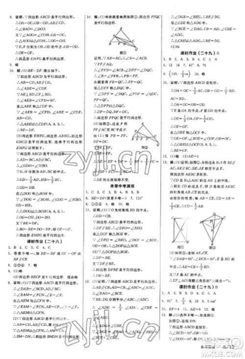 阳光出版社2023全品学练考八年级下册数学华师版参考答案