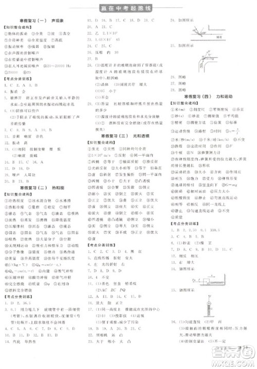 天津人民出版社2023全品学练考九年级下册物理苏科版徐州专版参考答案