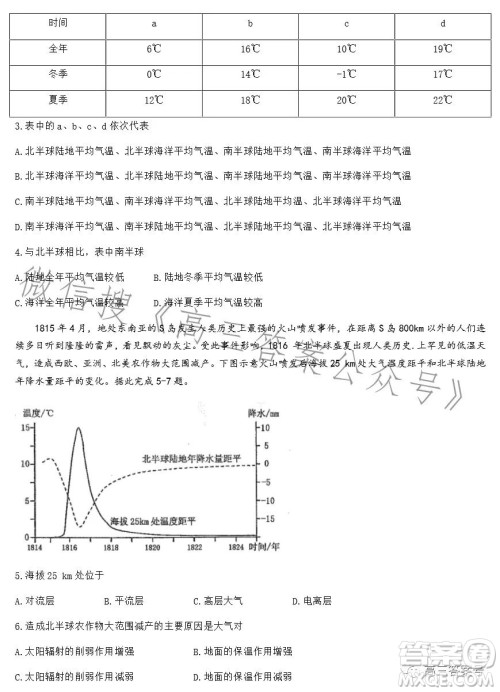 合肥市2023年高三第一次教学质量检测地理试卷答案