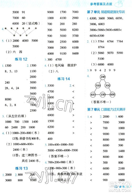 安徽教育出版社2023星级口算天天练二年级下册数学人教版参考答案