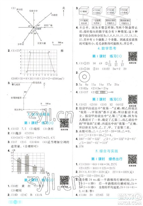 江西教育出版社2023阳光同学课时优化作业六年级数学下册人教版参考答案