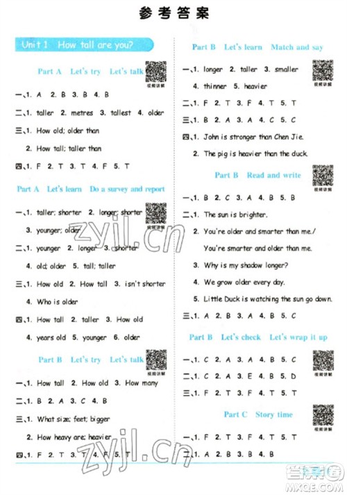 江西教育出版社2023阳光同学课时优化作业六年级英语下册人教PEP版参考答案 江西教育出版社2023阳光同学课时优化作业六年级英语下册人教PEP版参考答案