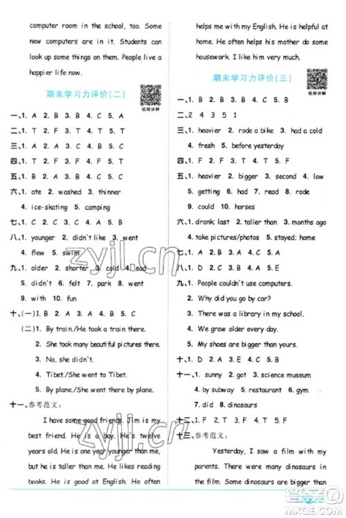 江西教育出版社2023阳光同学课时优化作业六年级英语下册人教PEP版参考答案 江西教育出版社2023阳光同学课时优化作业六年级英语下册人教PEP版参考答案
