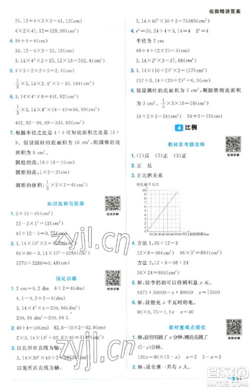 福建少年儿童出版社2023阳光同学课时优化作业六年级数学下册人教版福建专版参考答案 福建少年儿童出版社2023阳光同学课时优化作业六年级数学下册人教版福建专版参考答案