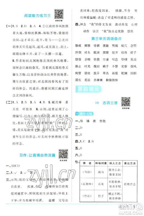 福建少年儿童出版社2023阳光同学课时优化作业六年级语文下册人教版福建专版参考答案 福建少年儿童出版社2023阳光同学课时优化作业六年级语文下册人教版福建专版参考答案
