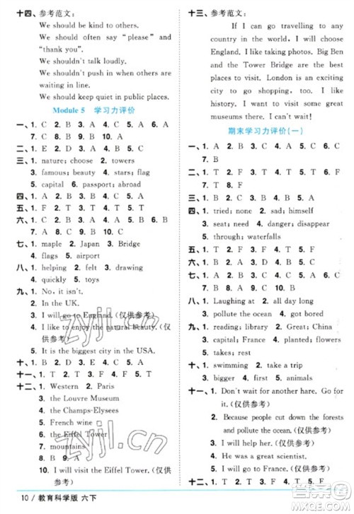 江西教育出版社2023阳光同学课时优化作业六年级英语下册教育科学版参考答案 江西教育出版社2023阳光同学课时优化作业六年级英语下册教育科学版参考答案
