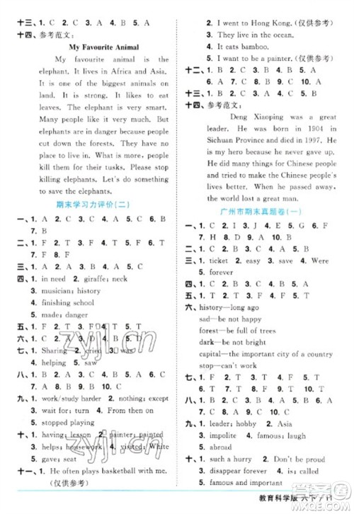 江西教育出版社2023阳光同学课时优化作业六年级英语下册教育科学版参考答案 江西教育出版社2023阳光同学课时优化作业六年级英语下册教育科学版参考答案