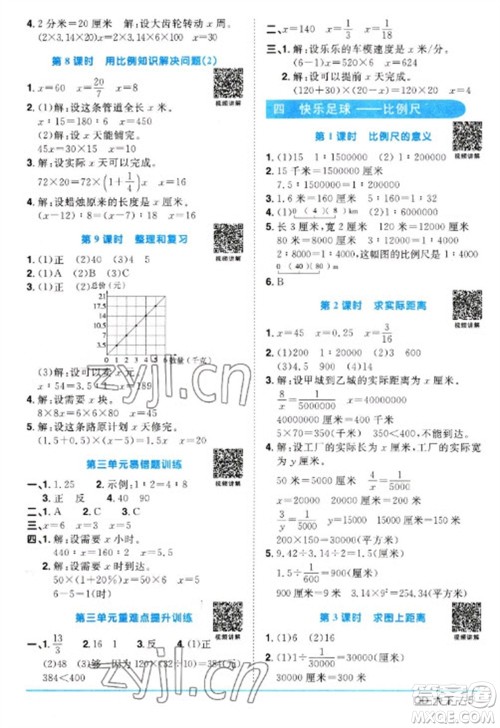 江西教育出版社2023阳光同学课时优化作业六年级数学下册青岛版参考答案 江西教育出版社2023阳光同学课时优化作业六年级数学下册青岛版参考答案