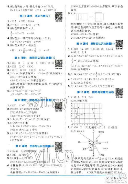 江西教育出版社2023阳光同学课时优化作业六年级数学下册青岛版参考答案 江西教育出版社2023阳光同学课时优化作业六年级数学下册青岛版参考答案