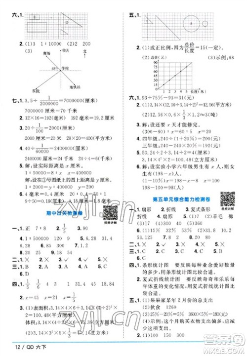 江西教育出版社2023阳光同学课时优化作业六年级数学下册青岛版参考答案 江西教育出版社2023阳光同学课时优化作业六年级数学下册青岛版参考答案