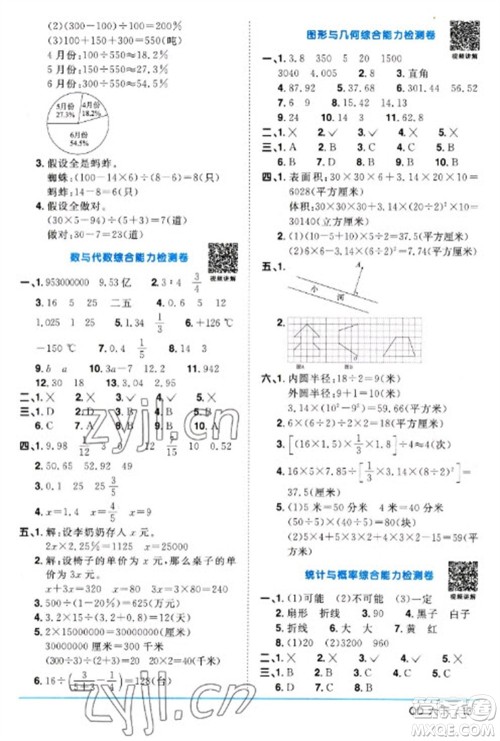 江西教育出版社2023阳光同学课时优化作业六年级数学下册青岛版参考答案 江西教育出版社2023阳光同学课时优化作业六年级数学下册青岛版参考答案