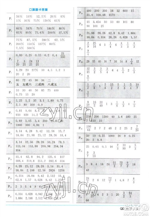 江西教育出版社2023阳光同学课时优化作业六年级数学下册青岛版参考答案 江西教育出版社2023阳光同学课时优化作业六年级数学下册青岛版参考答案