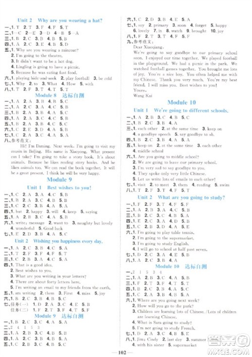 江西教育出版社2023阳光同学课时优化作业六年级英语下册外研版参考答案 江西教育出版社2023阳光同学课时优化作业六年级英语下册外研版参考答案