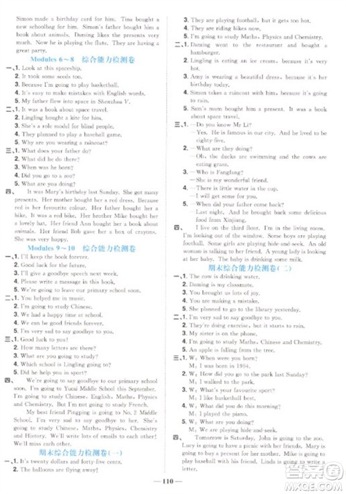 江西教育出版社2023阳光同学课时优化作业六年级英语下册外研版参考答案 江西教育出版社2023阳光同学课时优化作业六年级英语下册外研版参考答案