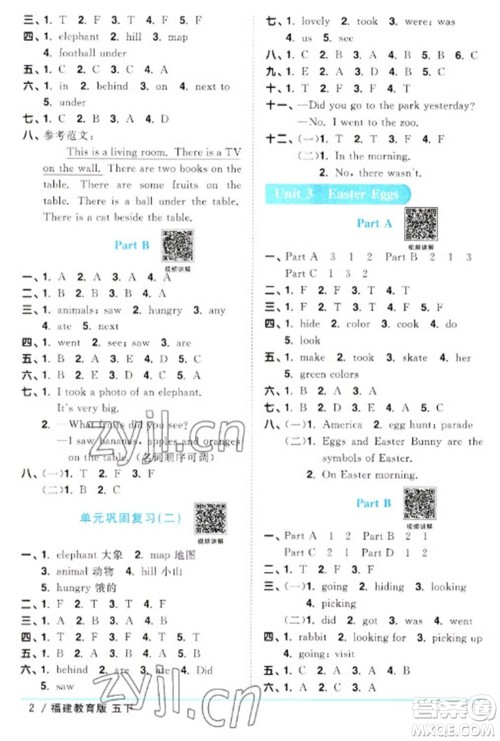 江西教育出版社2023阳光同学课时优化作业五年级英语下册闽教版福建专版参考答案 江西教育出版社2023阳光同学课时优化作业五年级英语下册闽教版福建专版参考答案