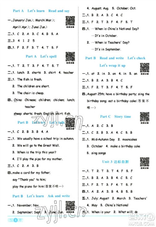 江西教育出版社2023阳光同学课时优化作业五年级英语下册人教版浙江专版参考答案 江西教育出版社2023阳光同学课时优化作业五年级英语下册人教版浙江专版参考答案