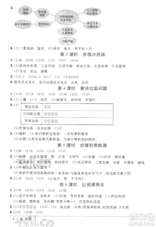江西教育出版社2023阳光同学课时优化作业五年级科学下册教科版参考答案 江西教育出版社2023阳光同学课时优化作业五年级科学下册教科版参考答案