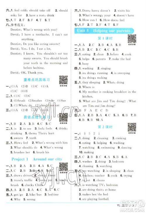 江西教育出版社2023阳光同学课时优化作业五年级英语下册译林版参考答案