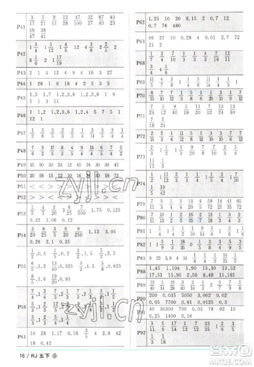 福建少年儿童出版社2023阳光同学课时优化作业五年级数学下册人教版福建专版参考答案 福建少年儿童出版社2023阳光同学课时优化作业五年级数学下册人教版福建专版参考答案