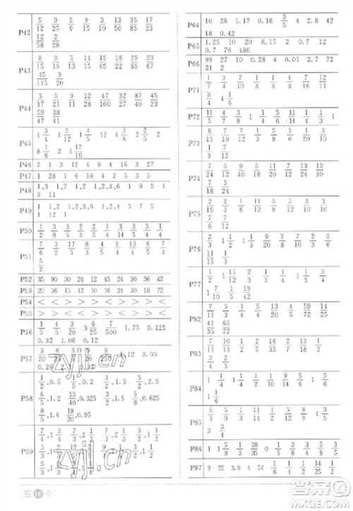 江西教育出版社2023阳光同学课时优化作业五年级数学下册人教版菏泽专版参考答案