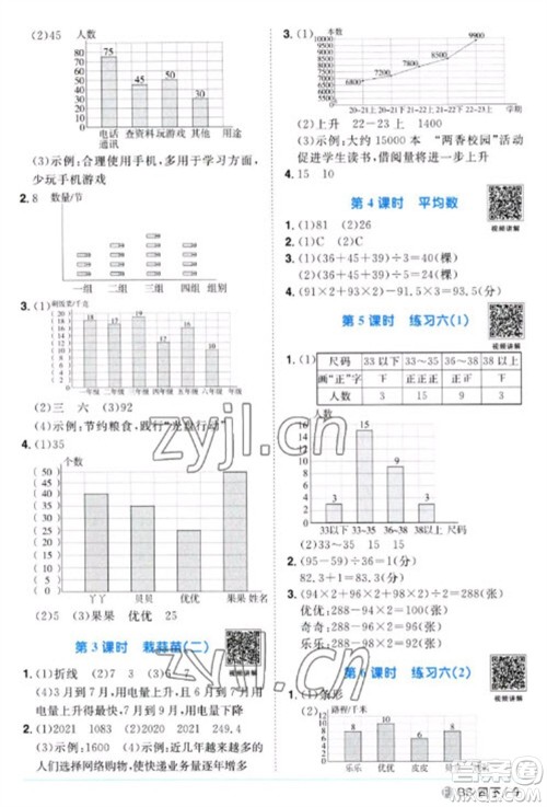 江西教育出版社2023阳光同学课时优化作业四年级数学下册北师大版福建专版参考答案