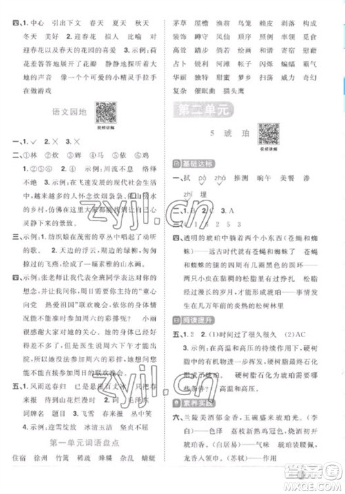江西教育出版社2023阳光同学课时优化作业四年级语文下册人教版菏泽专版参考答案 江西教育出版社2023阳光同学课时优化作业四年级语文下册人教版菏泽专版参考答案