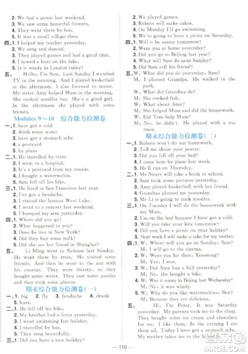 江西教育出版社2023阳光同学课时优化作业四年级英语下册外研版参考答案