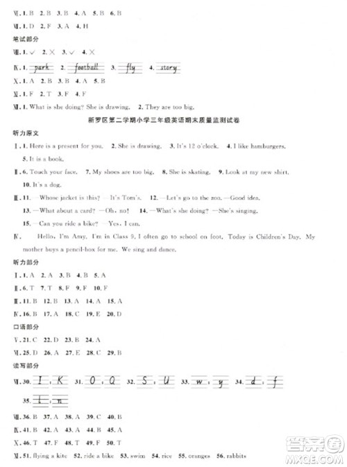 江西教育出版社2023阳光同学课时优化作业三年级英语下册闽教版福建专版参考答案 江西教育出版社2023阳光同学课时优化作业三年级英语下册闽教版福建专版参考答案