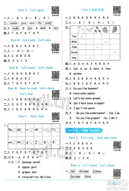 江西教育出版社2023阳光同学课时优化作业三年级英语下册人教版浙江专版参考答案 江西教育出版社2023阳光同学课时优化作业三年级英语下册人教版浙江专版参考答案