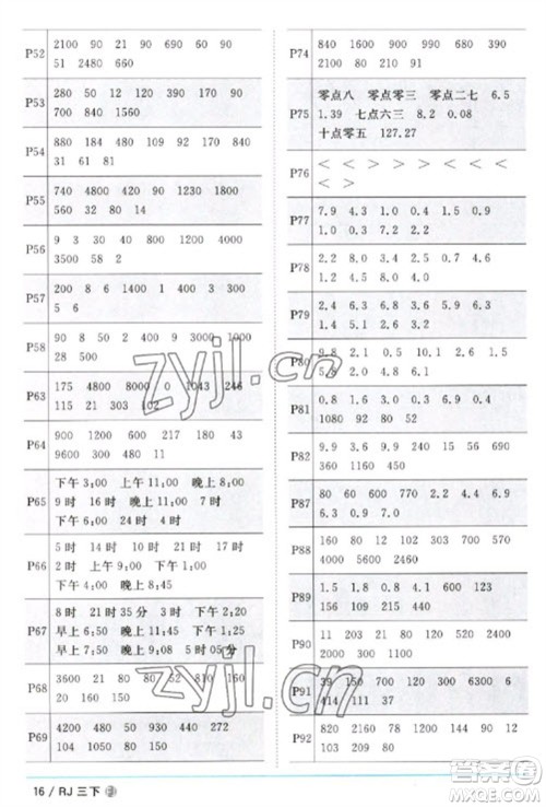 福建少年儿童出版社2023阳光同学课时优化作业三年级数学下册人教版福建专版参考答案 福建少年儿童出版社2023阳光同学课时优化作业三年级数学下册人教版福建专版参考答案