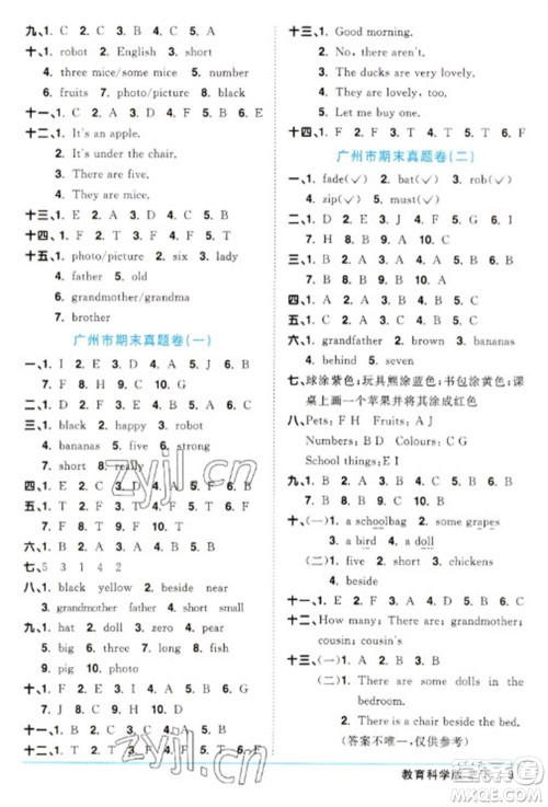 江西教育出版社2023阳光同学课时优化作业三年级英语下册教育科学版参考答案 江西教育出版社2023阳光同学课时优化作业三年级英语下册教育科学版参考答案
