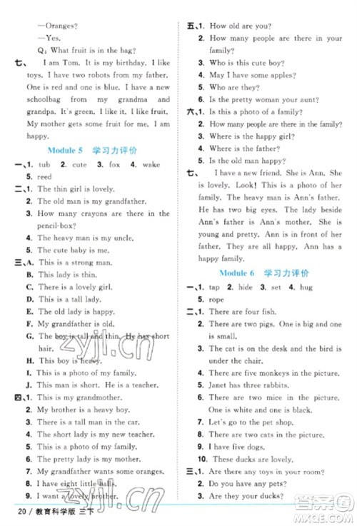 江西教育出版社2023阳光同学课时优化作业三年级英语下册教育科学版参考答案 江西教育出版社2023阳光同学课时优化作业三年级英语下册教育科学版参考答案