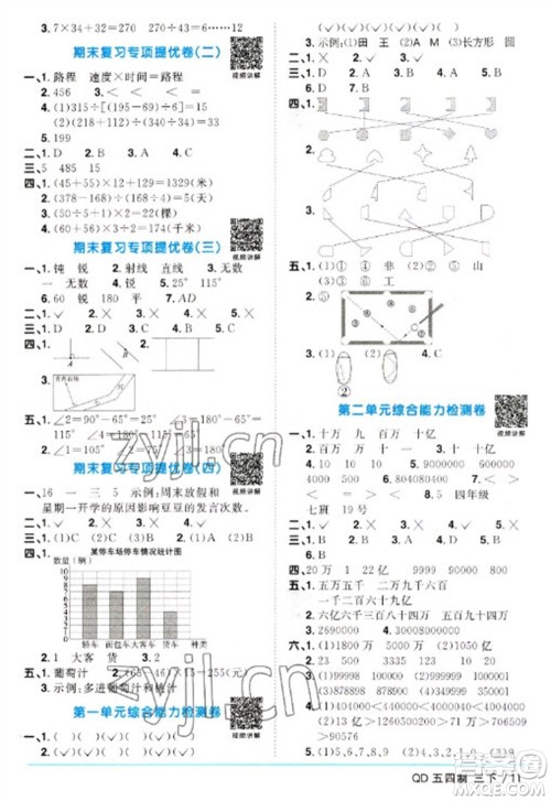 江西教育出版社2023阳光同学课时优化作业三年级数学下册青岛版五四制参考答案 江西教育出版社2023阳光同学课时优化作业三年级数学下册青岛版五四制参考答案