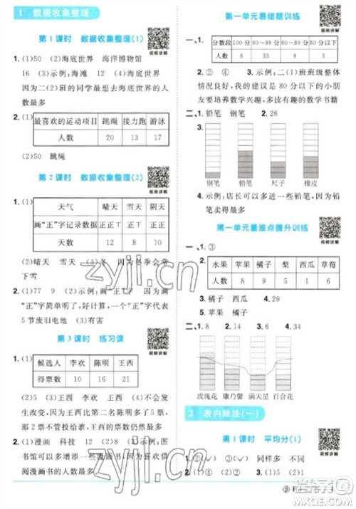 福建少年儿童出版社2023阳光同学课时优化作业二年级数学下册人教版福建专版参考答案
