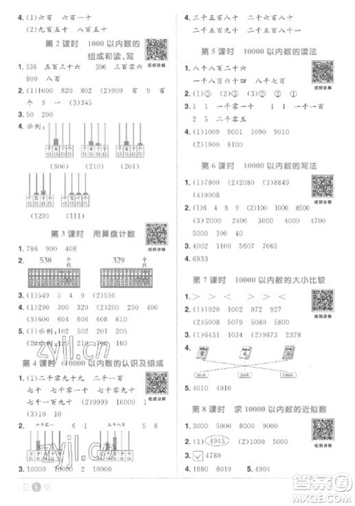 江西教育出版社2023阳光同学课时优化作业二年级数学下册人教版菏泽专版参考答案