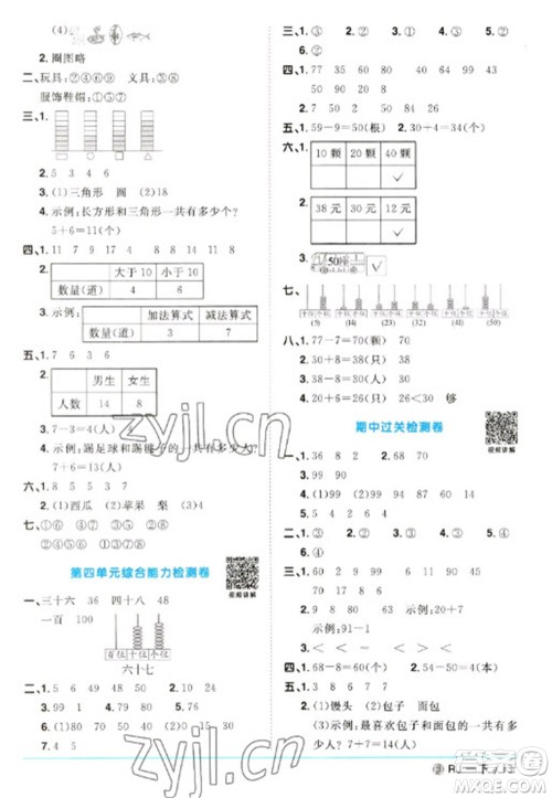 福建少年儿童出版社2023阳光同学课时优化作业一年级数学下册人教版福建专版参考答案 福建少年儿童出版社2023阳光同学课时优化作业一年级数学下册人教版福建专版参考答案