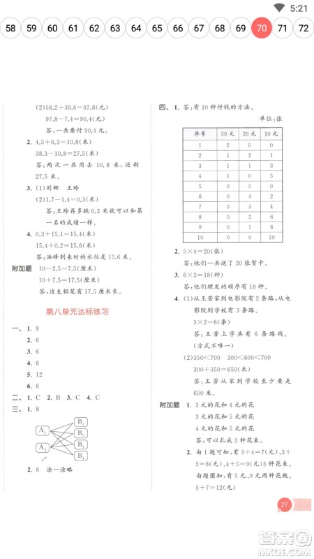 教育科学出版社2023春季53天天练三年级数学下册人教版参考答案