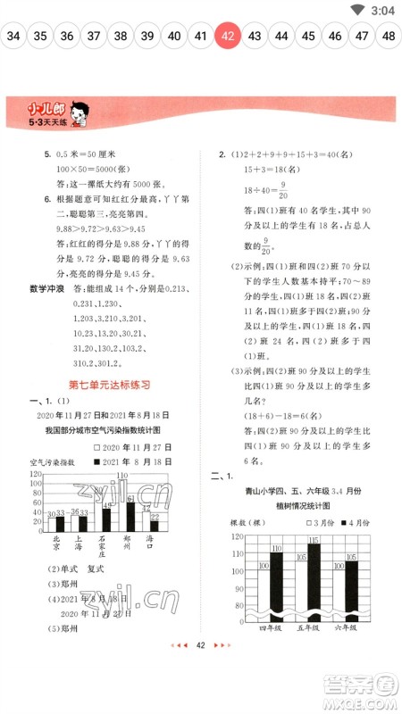 地质出版社2023春季53天天练四年级数学下册冀教版参考答案 地质出版社2023春季53天天练四年级数学下册冀教版参考答案